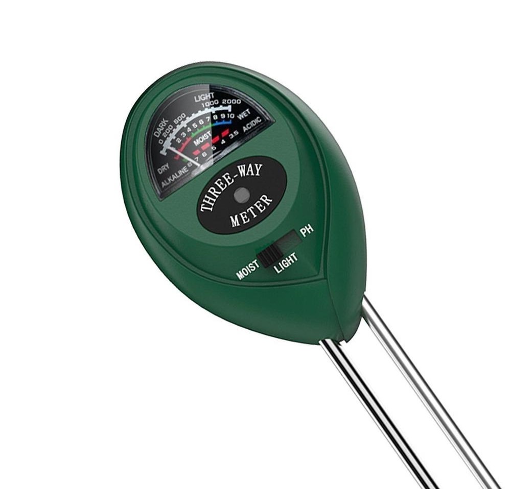 Three-Way Soil Meter For Moisture, Light Intensity and pH Testing Meter